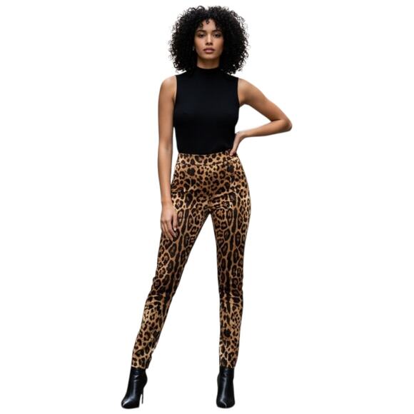 NWT Dolce & Gabbana AUTHENTIC Leopard Stretch Silk HR Skinny Pants Sz EU 40 US 2 - Picture 3 of 13